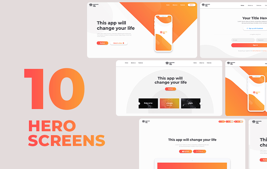 10 Free Hero Screens Pack