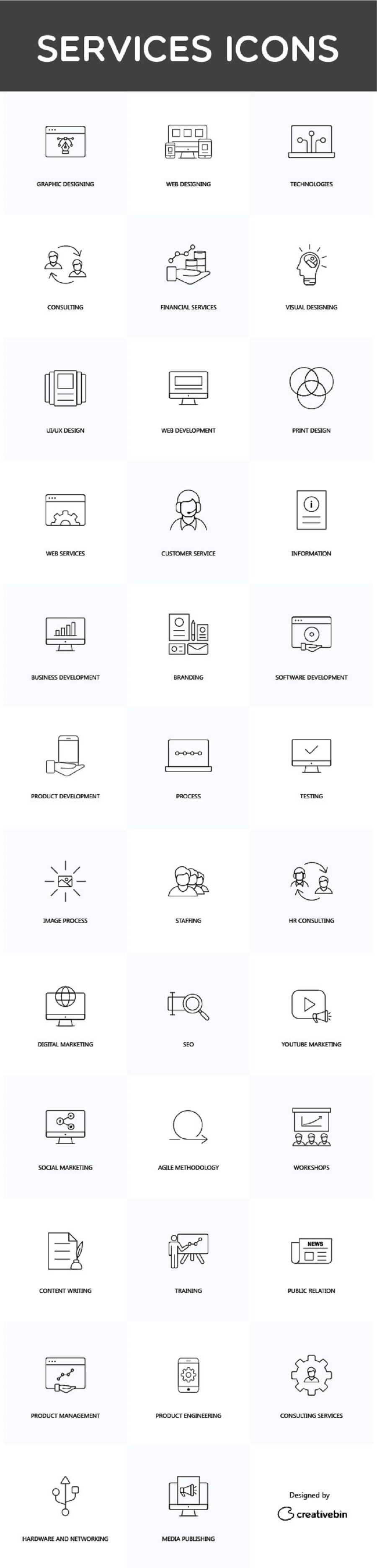 35 Linear Services Icons