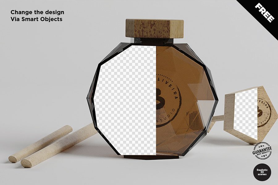 Free Honey Bottle Mockup