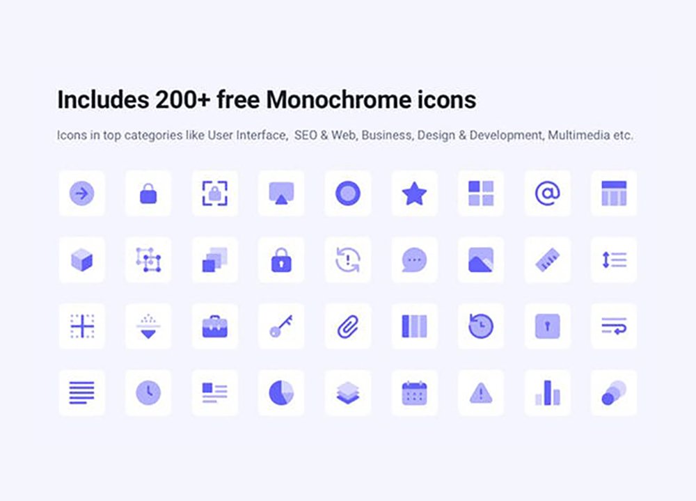 200 Free Monochrome Icons