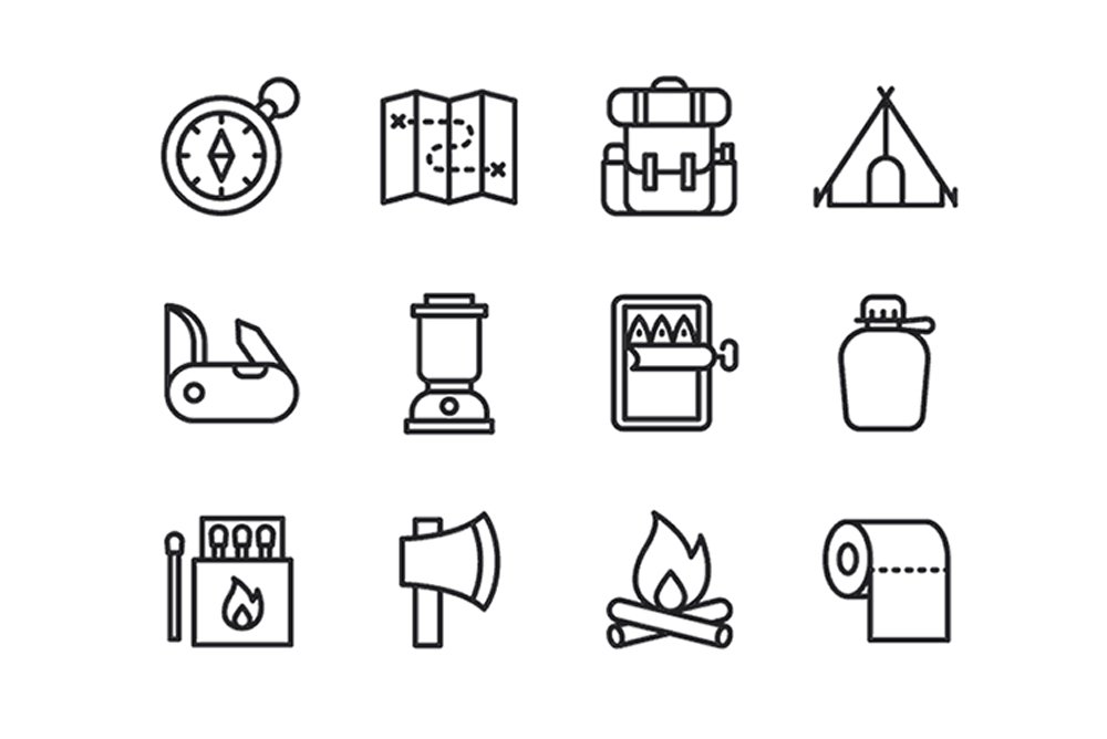 Free Minimal Camping Vector Icons