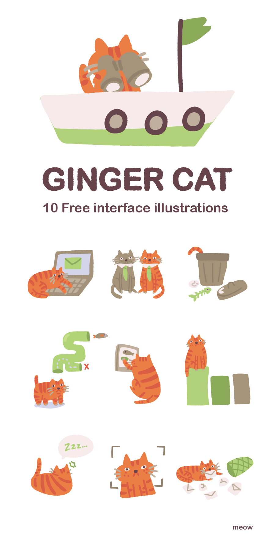 Ginger Cat UX Illustration Set